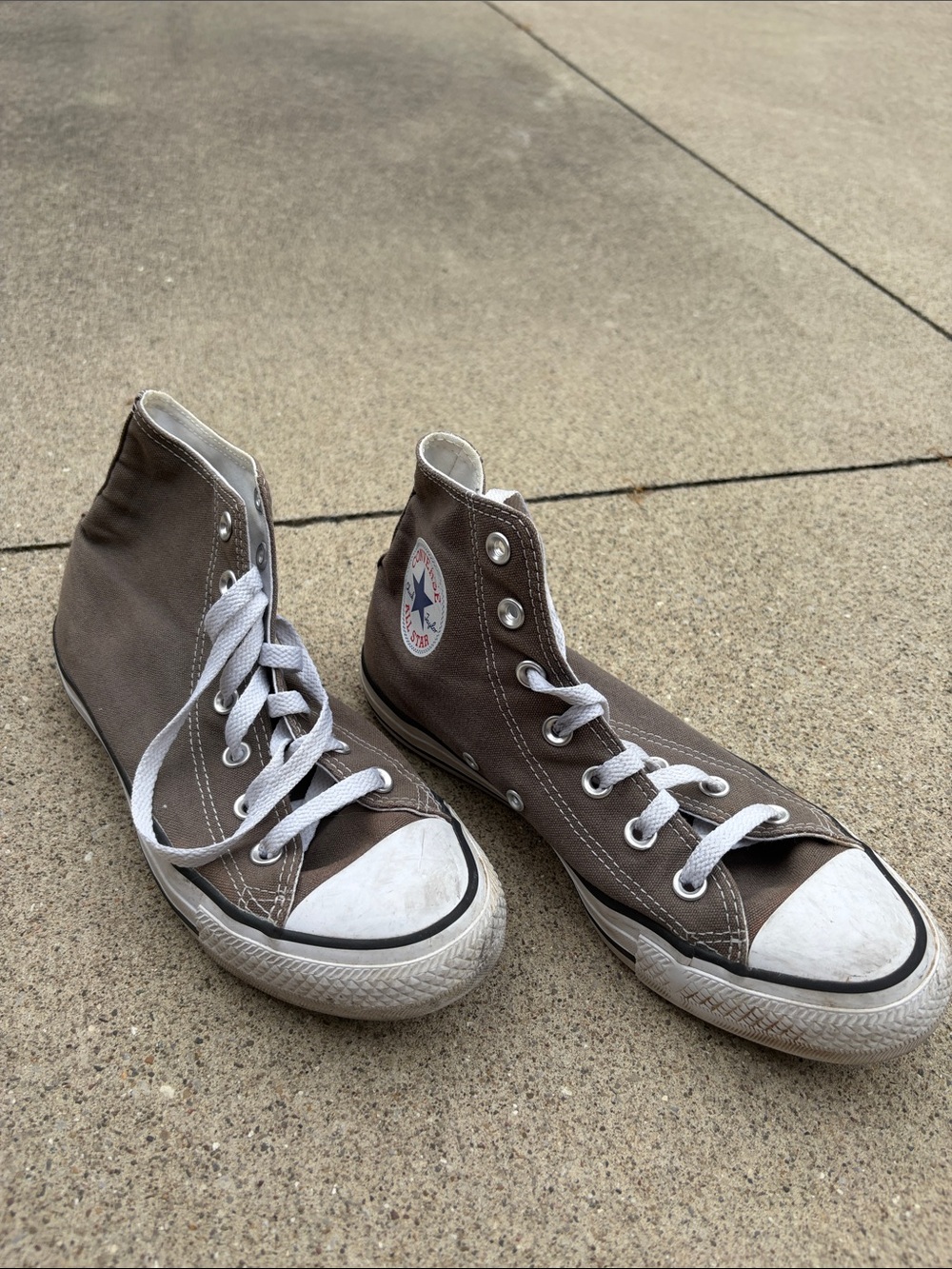 Converse High Top Sneakers - Taupe Canvas with White Accents